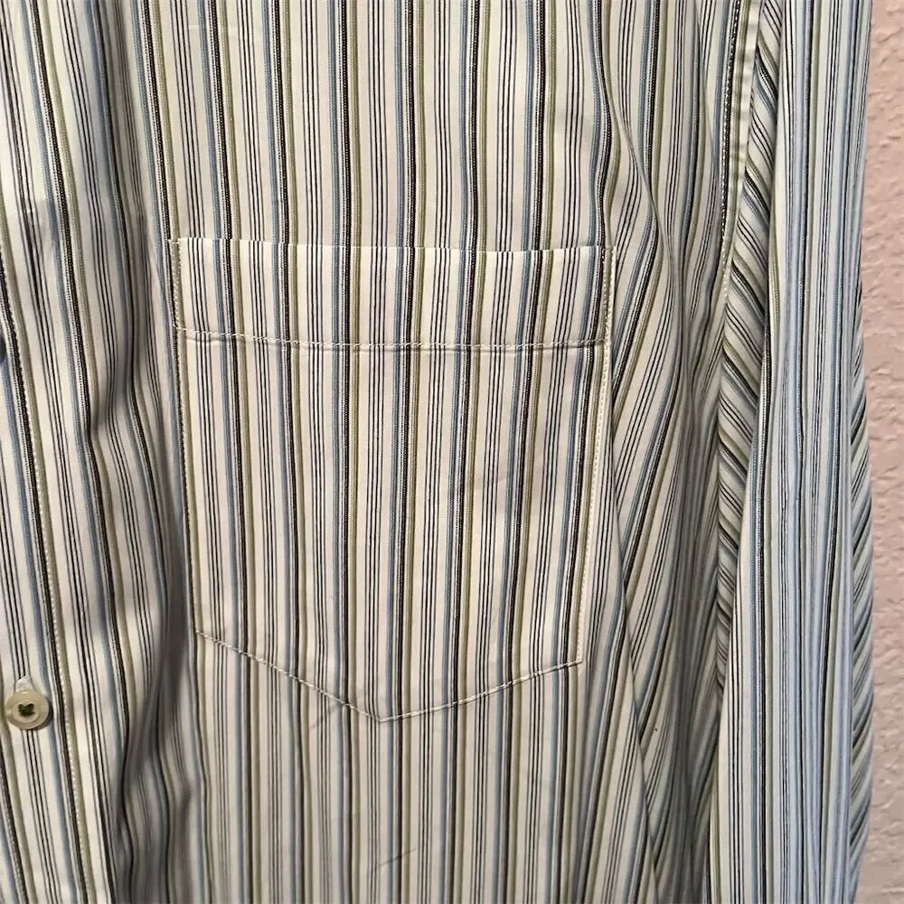 *30off3*NWOT. Banana Republic Men's XL Blue Striped Long Sleeve Button-Up Shirt.